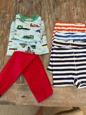 Hanna Andersson Striped Shorts Trio in Orange, Blue & Navy size 6-7